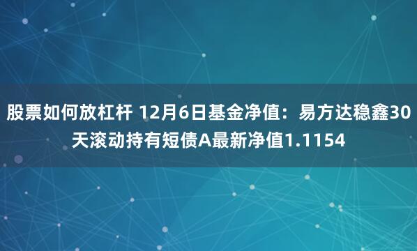 股票如何放杠杆 12月6日基金净值：易方达稳鑫30天滚动持有短债A最新净值1.1154