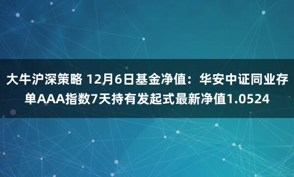 大牛沪深策略 12月6日基金净值：华安中证同业存单AAA指数7天持有发起式最新净值1.0524