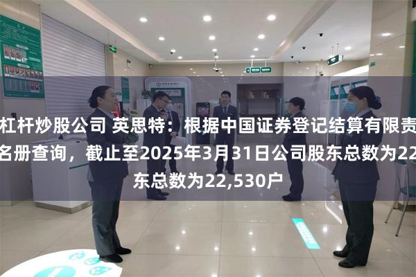杠杆炒股公司 英思特：根据中国证券登记结算有限责任公司名册查询，截止至2025年3月31日公司股东总数为22,530户